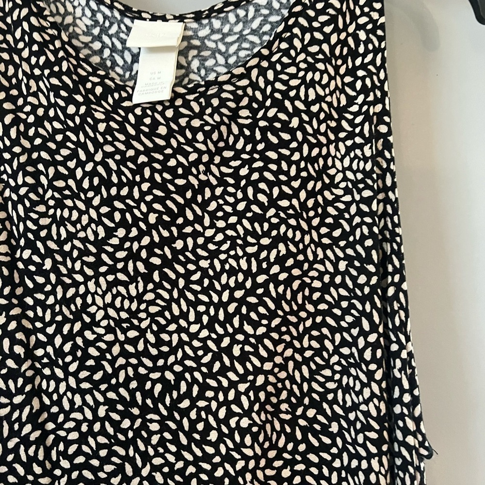 H&M sleeveless black dress with leaves pattern 100% viscose M - Picture 3 of 8